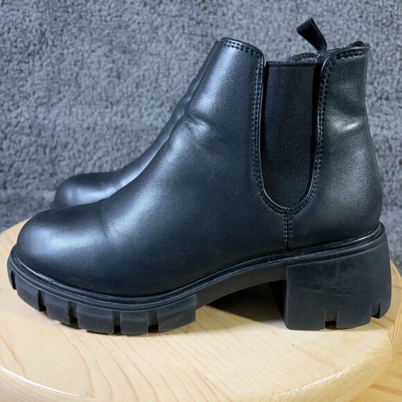 Steve Madden Hamlet Ankle Boots Womens Size 7.5 Black Chunky Chelsea Booties - Picture 1 of 9